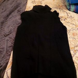 Black sleeveless turtleneck sweater